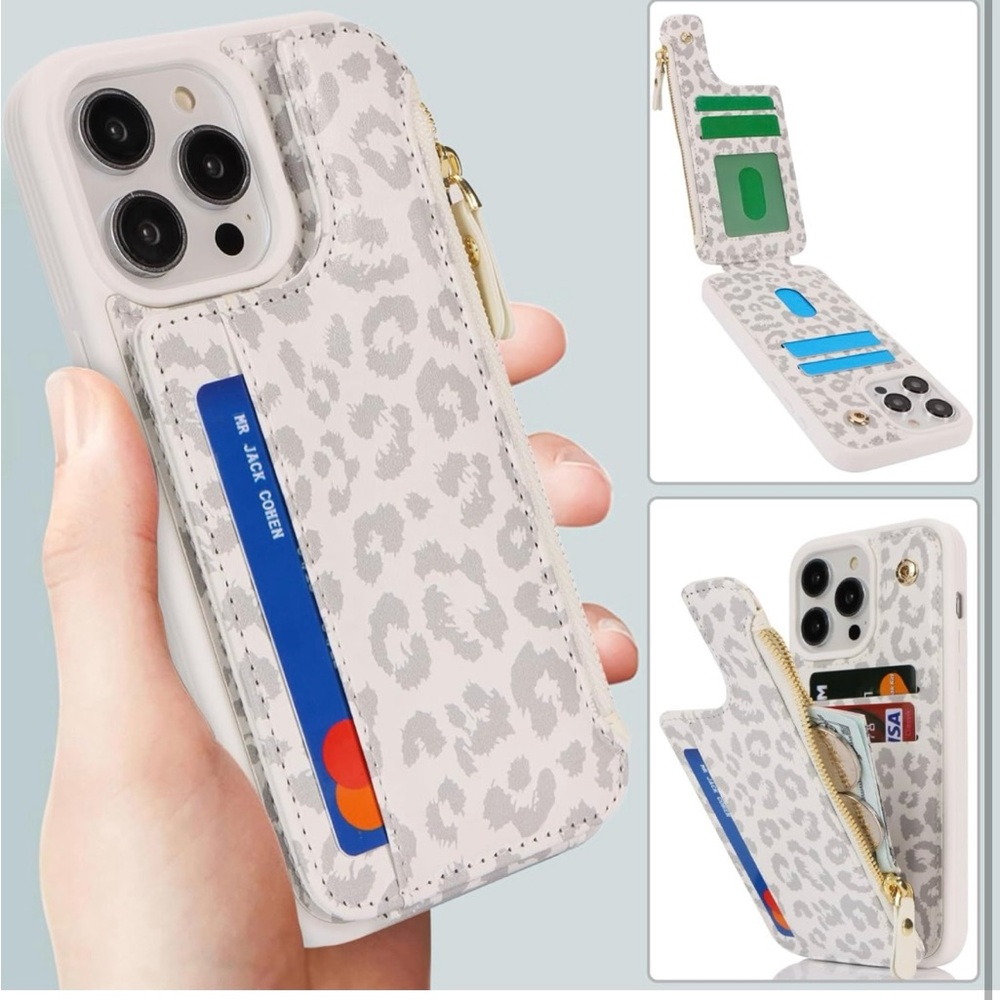 iPhone 13 Pro Max Case with Card Holder,iPhone 13 Pro Max Wallet Case in Leopard